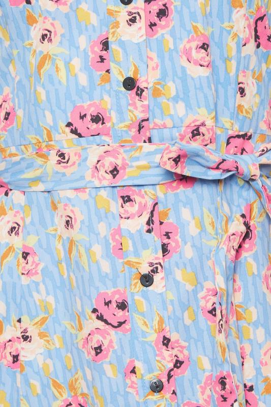 M&Co Blue Floral Print Tie Waist Shirt Dress | M&Co 5