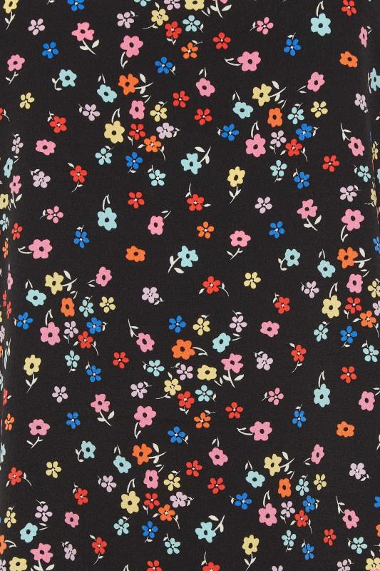 M&Co Black Floral Print Frill Hem Top | M&Co 5