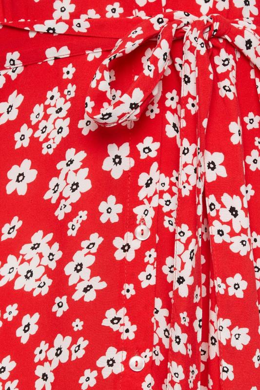 M&Co Red Floral Print Button Through Midi Dress | M&Co 5