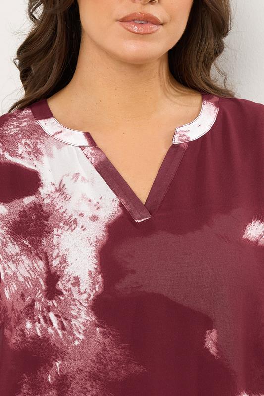 EVANS Curve Red Smudge Print Double Layer Blouse | Evans  4