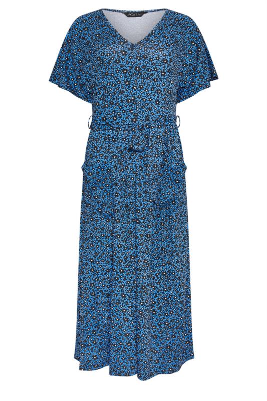 M&Co Blue Floral Print Tie-Waist Dress | M&Co 5
