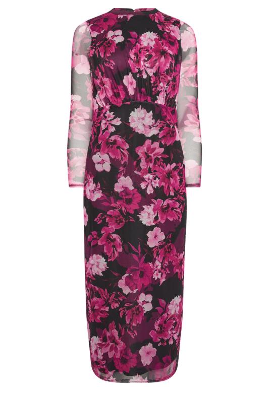 M&Co Petite Pink Floral Mesh Midi Dress | M&Co 5