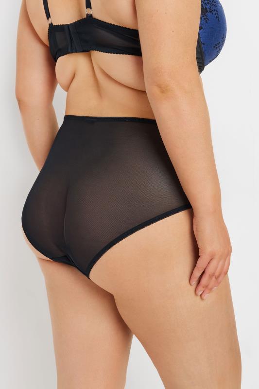 YOURS Plus Size Black & Blue Lace Detail Briefs | Yours Clothing  2