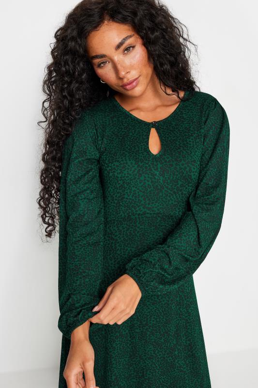 M&Co Petite Dark Green Leopard Print Midi Dress | M&Co 4