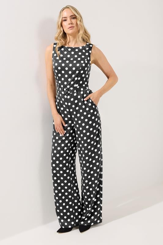 LTS Tall Black Polka Dot Wide Leg Jumpsuit