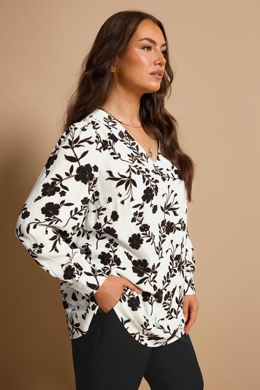 EVANS Plus Size White Floral Stitch Detail Blouse | Evans 1