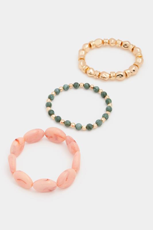 YOURSET 3 PACK Gold Tone Stretch Bead Bracelet Set | Yours Clothing 1
