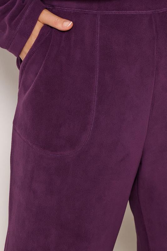 YOURS Plus Size Burgundy Red Wide Leg Fleece Trousers | Yours Clothing 4
