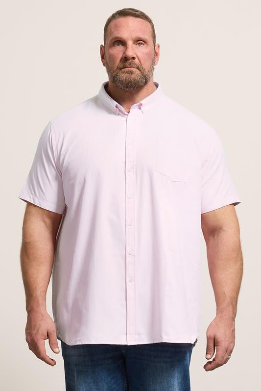  D555 Big & Tall Pink Short Sleeve Oxford Shirt