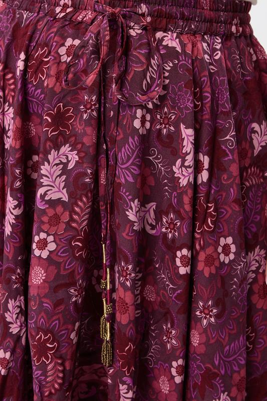 YOURS Plus Size Red Floral Print Hanky Hem Skirt | Yours Clothing 5