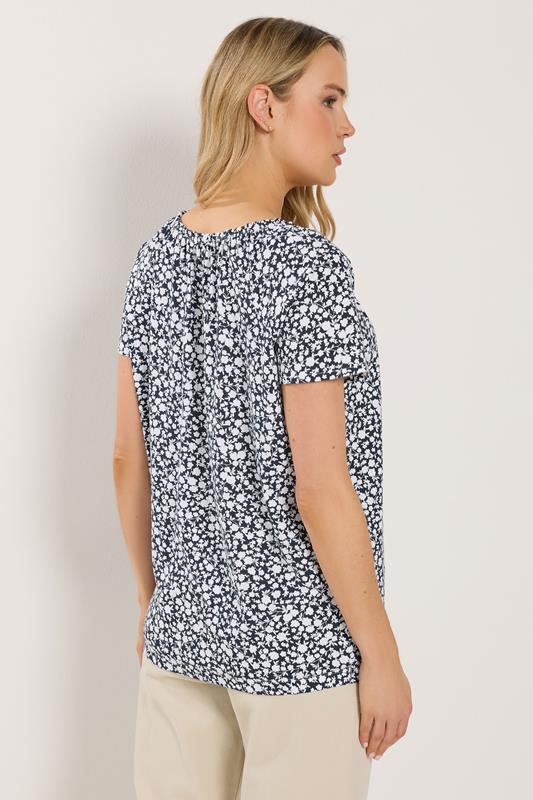 LTS Tall Women's Navy Blue Paisley Bubble Hem T-Shirt | Long Tall Sally 4