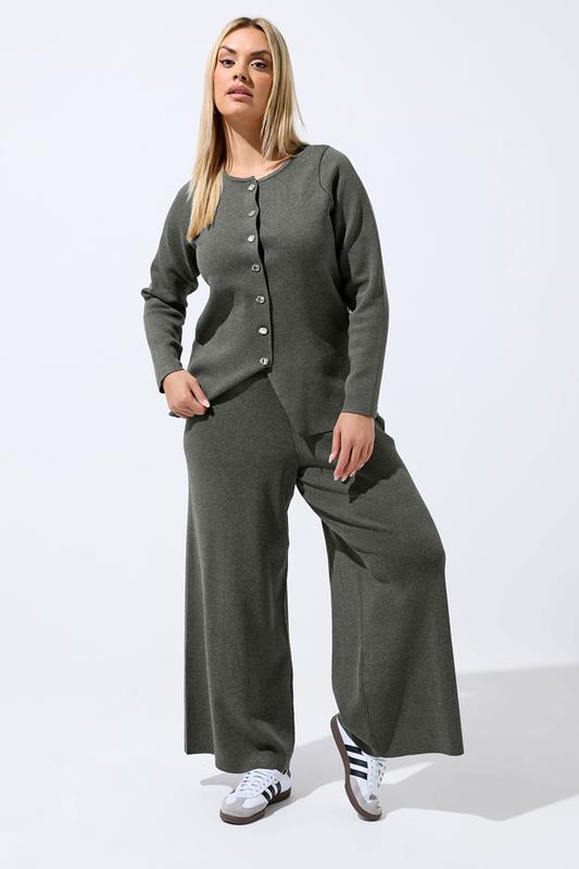 LIMITED COLLECTION Plus Size Grey Long Sleeve Knitted Top | Yours Clothing 2
