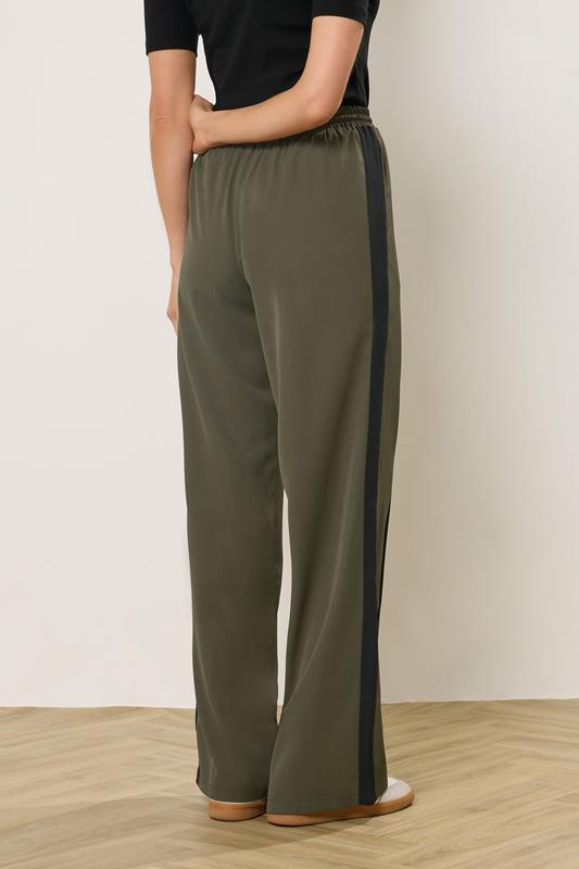 LTS Tall Women's Khaki Green Side Stripe Wide Leg Trousers | Long Tall Sally 2