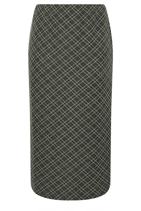 YOURS Plus Size Khaki Green Check Print Tube Skirt | Yours Clothing 5