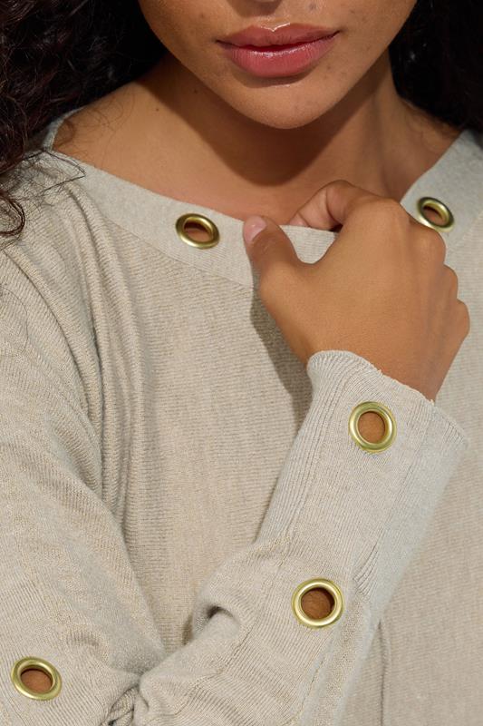 M&Co Petite Camel Brown Batwing Eyelet Jumper | M&Co 4