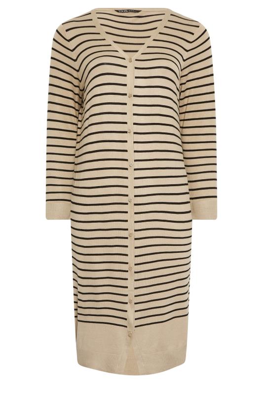 YOURS Plus Size Beige Brown Stripe Maxi Cardigan | Yours Clothing 8