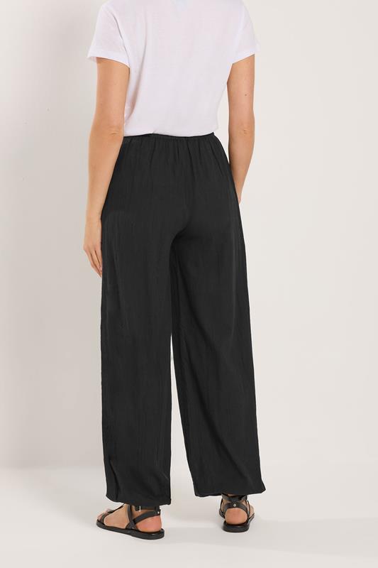 LTS Tall Women's Black Textured Cotton Balloon Trousers | Long Tall Sally 2