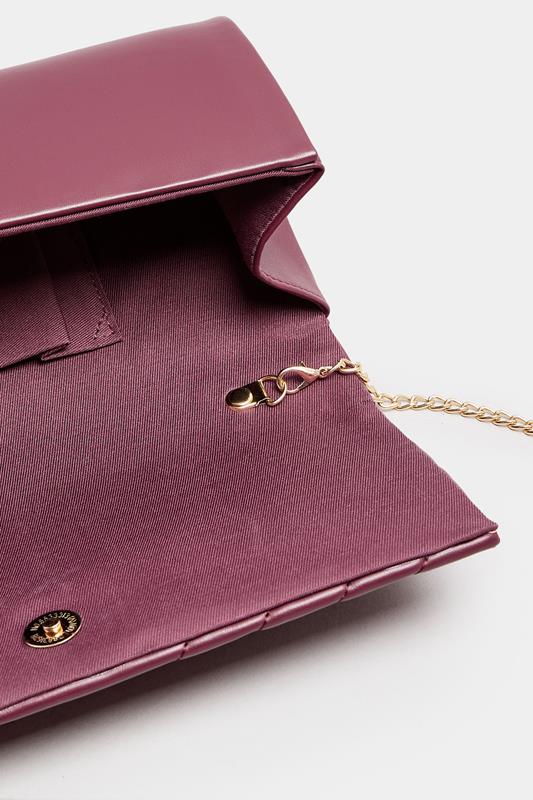 Burgundy Red Faux Leather Chevron Clutch Bag | Yours Clothing 6