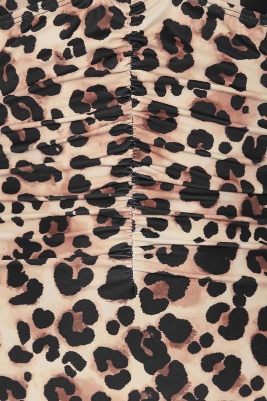 YOURS Plus Size Black Leopard Print Contrast Strap Ruched Swimsuit | Yours Clothing 8