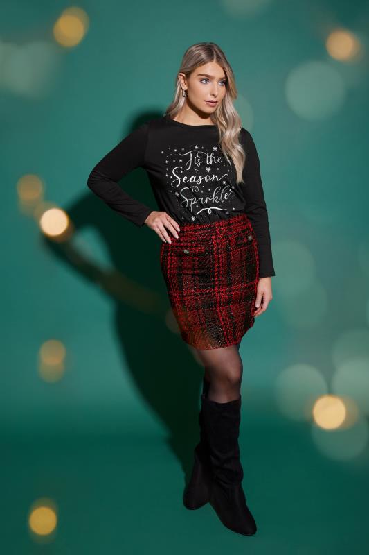 M&Co Black Christmas 'Tis the Season' Slogan Long Sleeve T-Shirt | M&Co 1