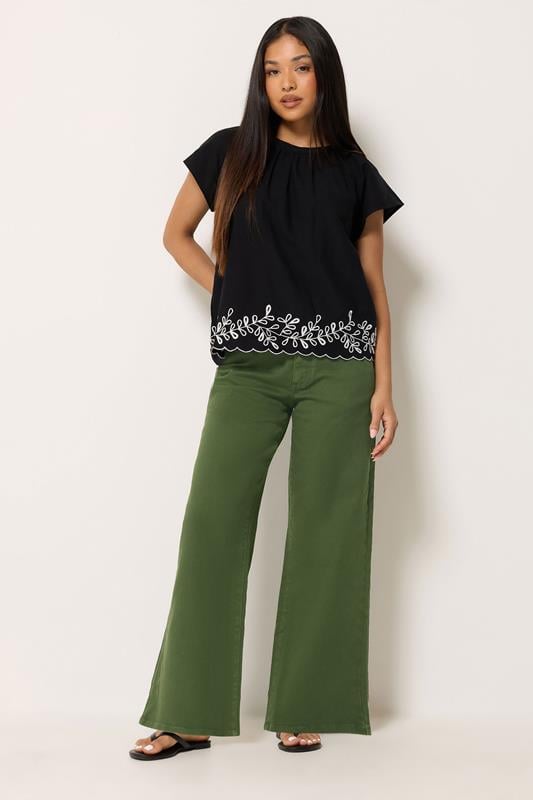  M&Co Petite Khaki Green Wide Leg Jeans