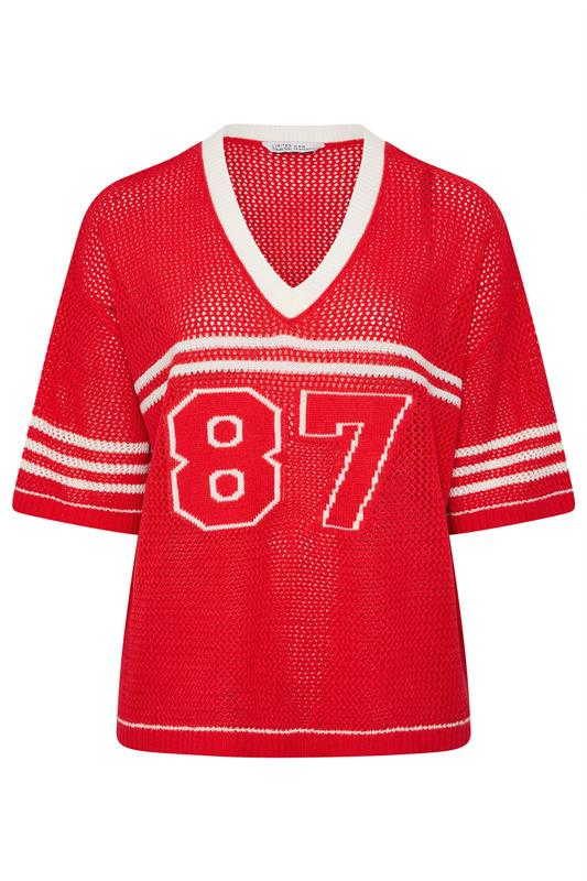 LIMITED COLLECTION Plus Size Red '87' Crochet Top | Yours Clothing 5