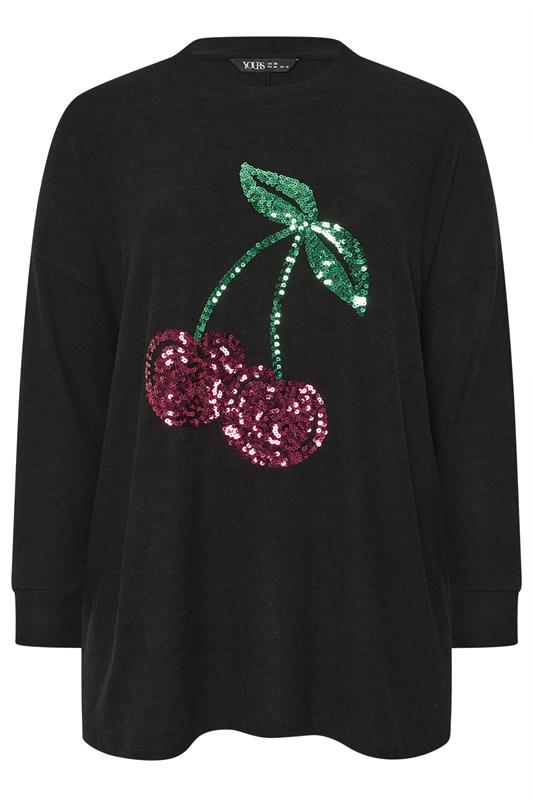 YOURS Plus Size Black Cherry Sequin Embellished Jumper | Yours Clothing 5