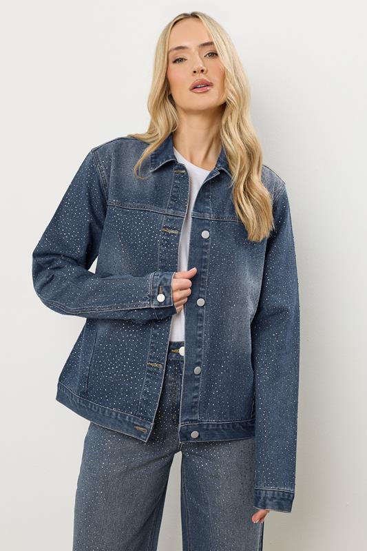  LTS Tall Blue Diamante Embellished Denim Jacket