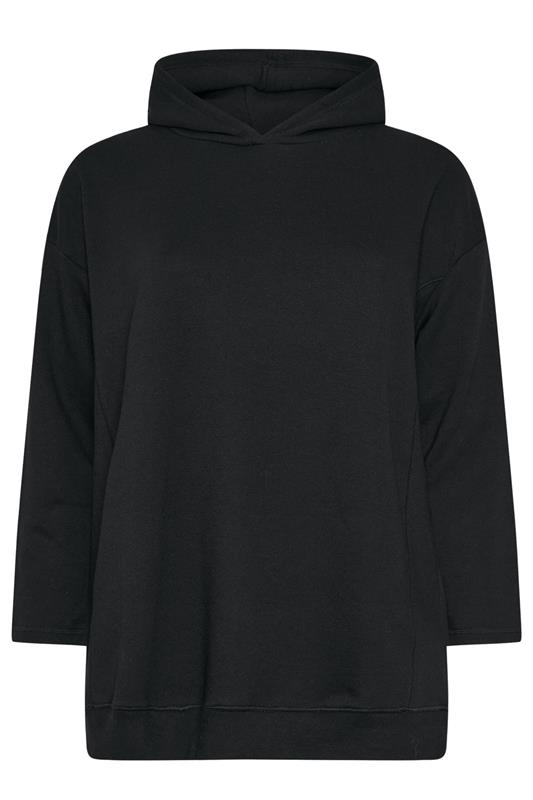 YOURS Plus Size Black Seam Detail Hoodie | Yours Clothing 6