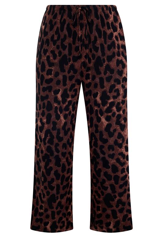 YOURS Plus Size Brown Leopard Print Trousers | Yours Clothing 5