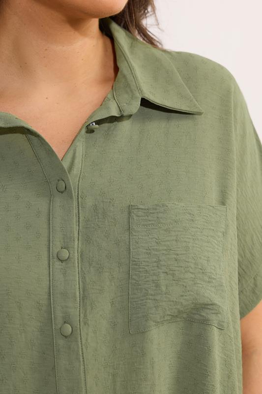 EVANS Plus Size Khaki Green Grown-On Sleeve Blouse | Evans 4