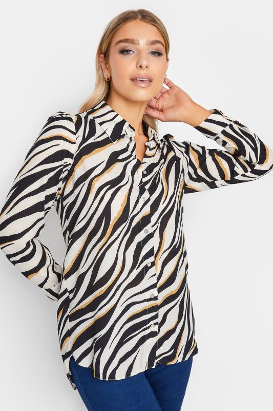 Women's  M&Co White Zebra Print Tunic Shirt