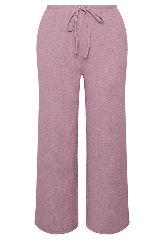 YOURS Plus Size Pink Textured Wide Leg Trousers | Yours Clothing 5
