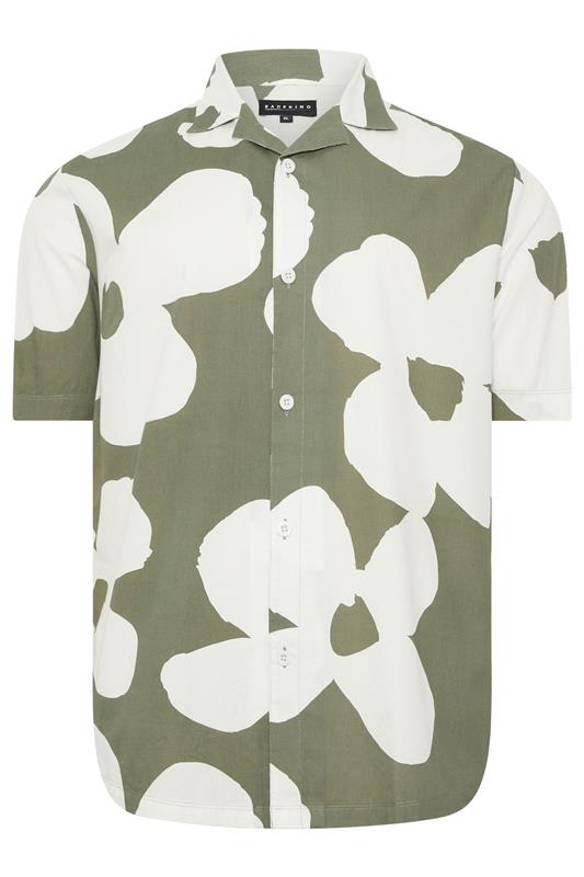 BadRhino Big & Tall Green Flower Poplin Shirt | BadRhino 5