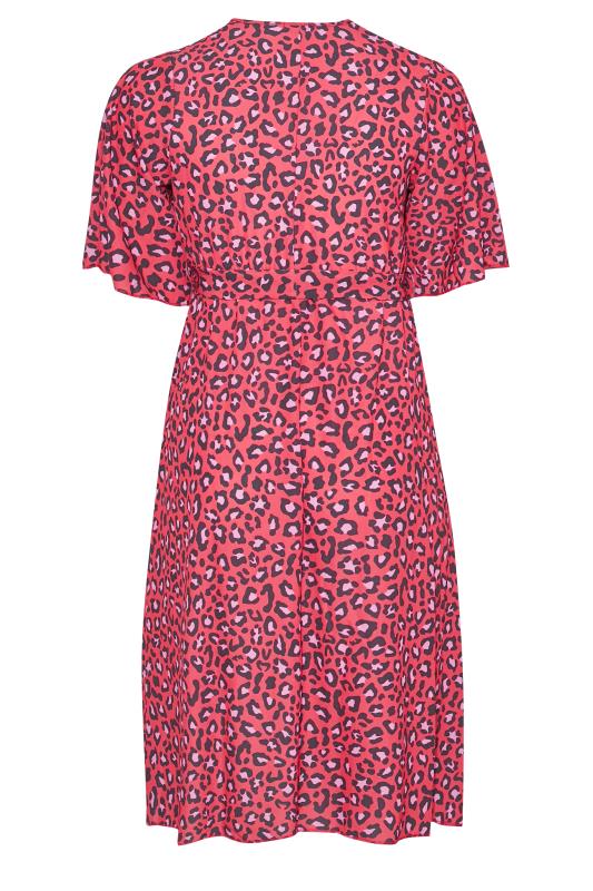 YOURS LONDON Plus Size Red Leopard Print Midi Wrap Dress | Yours Clothing 7