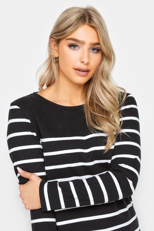 M&Co Black Stripe Print Long Sleeve Cotton T-Shirt | M&Co 4