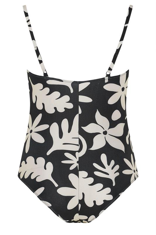 YOURS Plus Size Black Abstract Floral Print Swimsuit | Yours Clothing 9