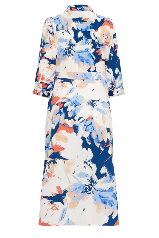 M&Co White & Blue Floral Print Button Through Shirt Dress | M&Co 7