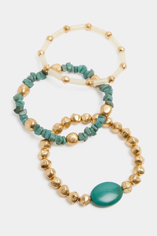  Yours 3 PACK Gold Tone Beaded Stretch Bracelet Set