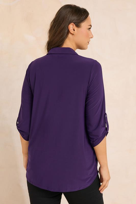 EVANS Plus Size Purple Tab Sleeve Blouse | Evans  2