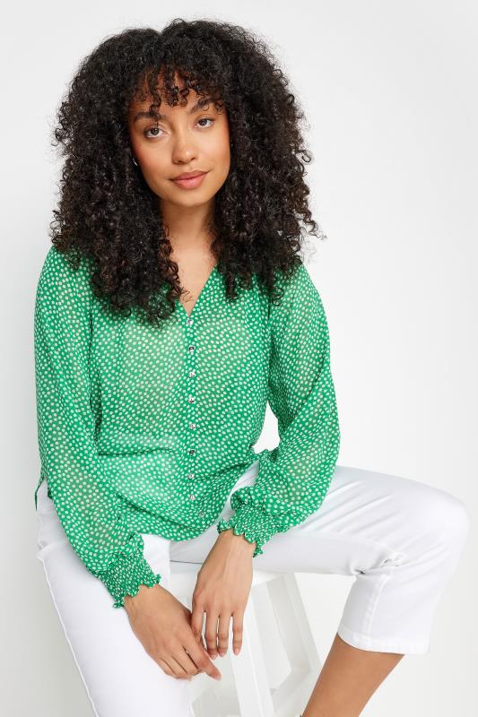 M&Co Green Spot Print Button Through Blouse | M&Co 1