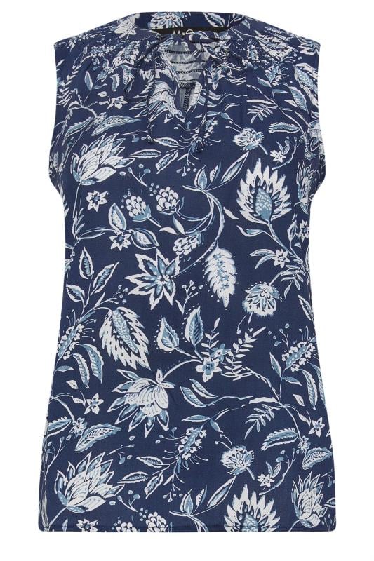 M&Co Petite Women's Blue Floral Print Shell Top | M&Co 5