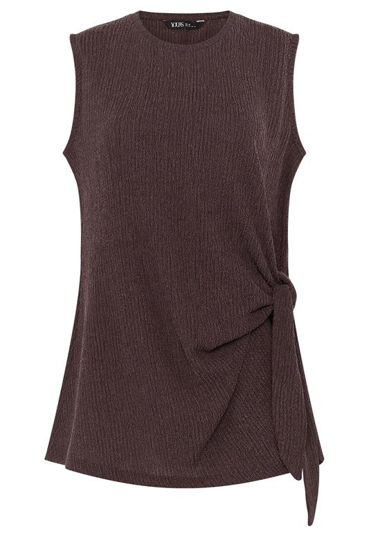 YOURS Plus Size Chocolate Brown Side Knot Vest Top | Yours Clothing 5