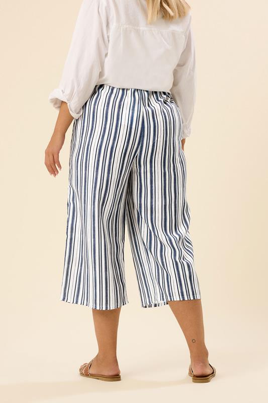 YOURS Plus Size Blue Linen Look Culottes  | Yours Clothing 2