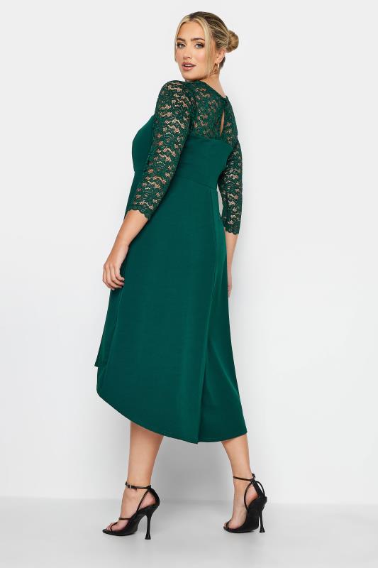 YOURS LONDON Plus Size Emerald Green Lace Sweetheart Midi Dress | Yours Clothing 4