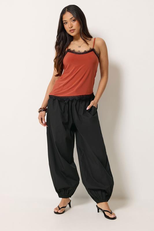 PixieGirl Petite Black Cotton Cuffed Balloon Trousers