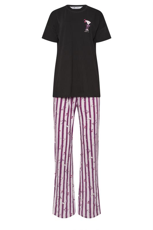 LTS Tall Women's Black 'Happy Hour' Cocktail Cotton Wide Leg Pyjama Set | Long Tall Sally 5