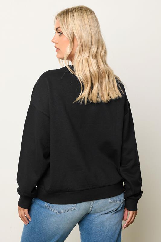 YOURS Plus Size Black Embroidered Sweatshirt | Yours Clothing 4
