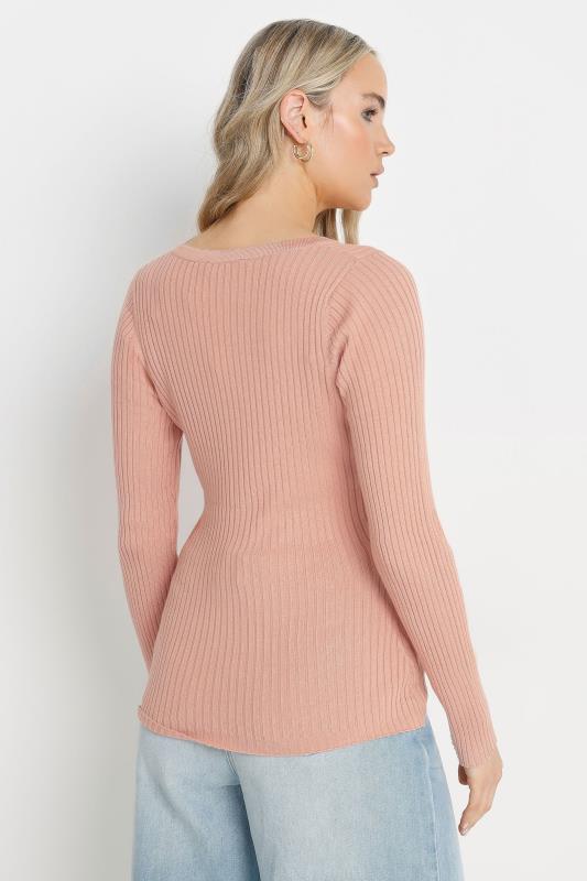 LTS Tall Blush Pink Ribbed Scallop Hemline Cardigan | Long Tall Sally 2