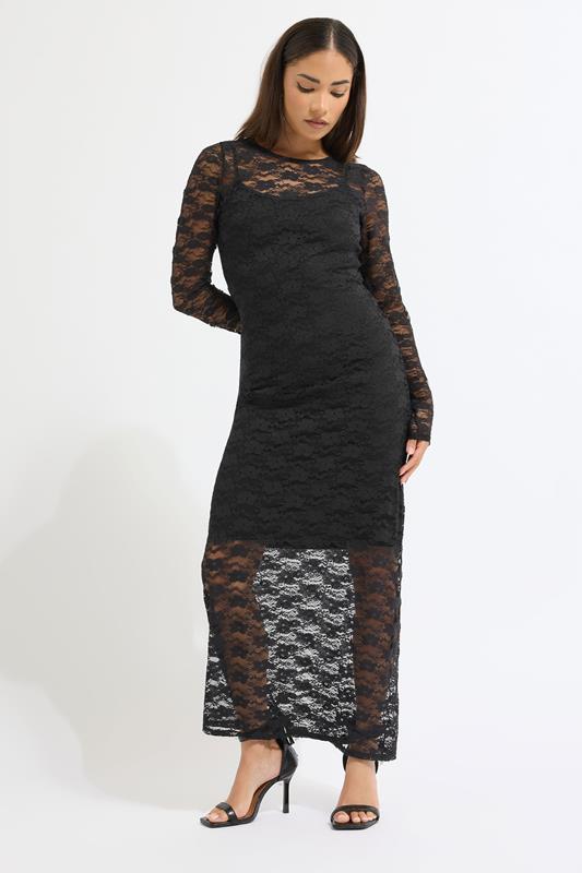 PixieGirl Petite Women's Black Lace Maxi Dress | PixieGirl 1